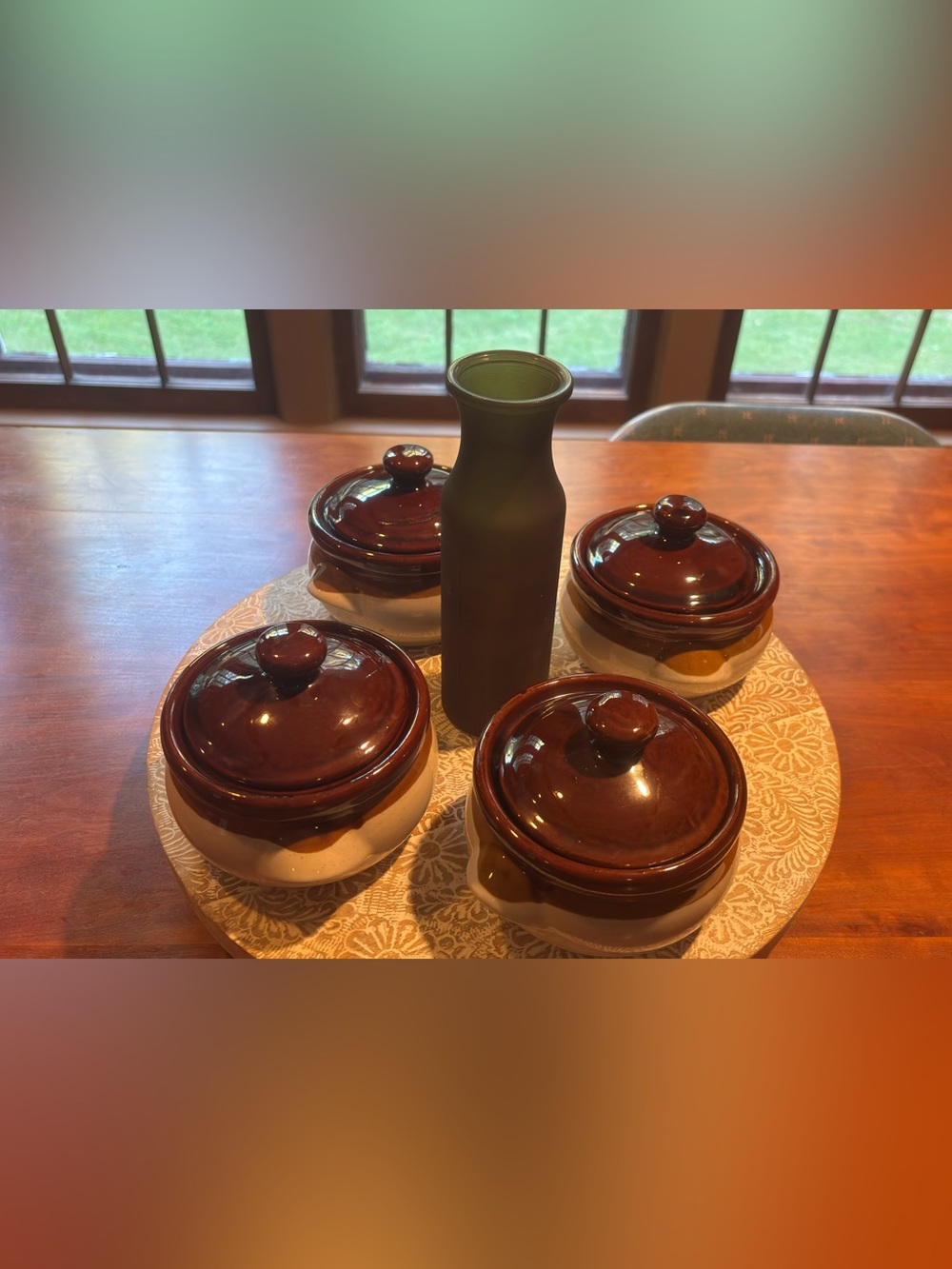 Stoneware crock set made in Taiwan vintage